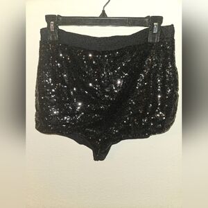 HAODUOYI Womans Black Sequin Booty Shorts Size Xl
